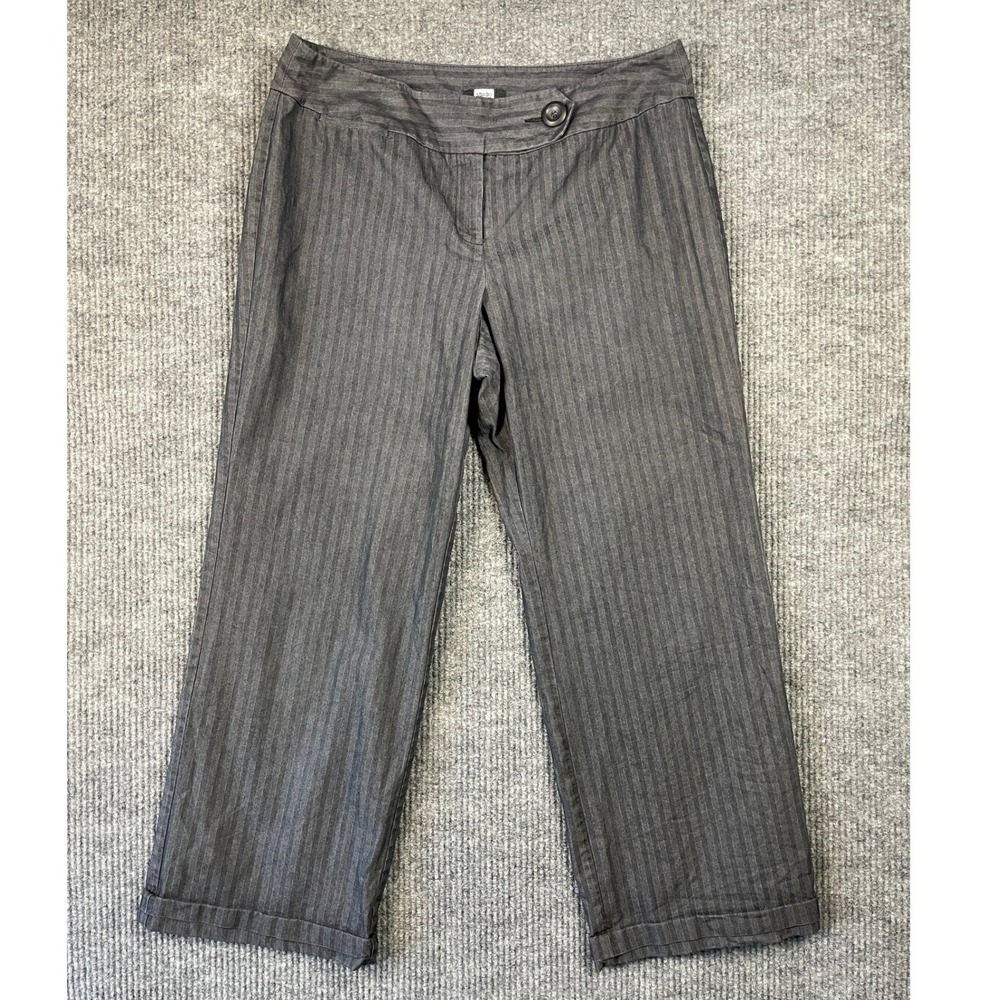 Studio 1940 Gray Pinstripe Wide Leg Cuffed Pants 16W Y2K Preppy Academia Pant